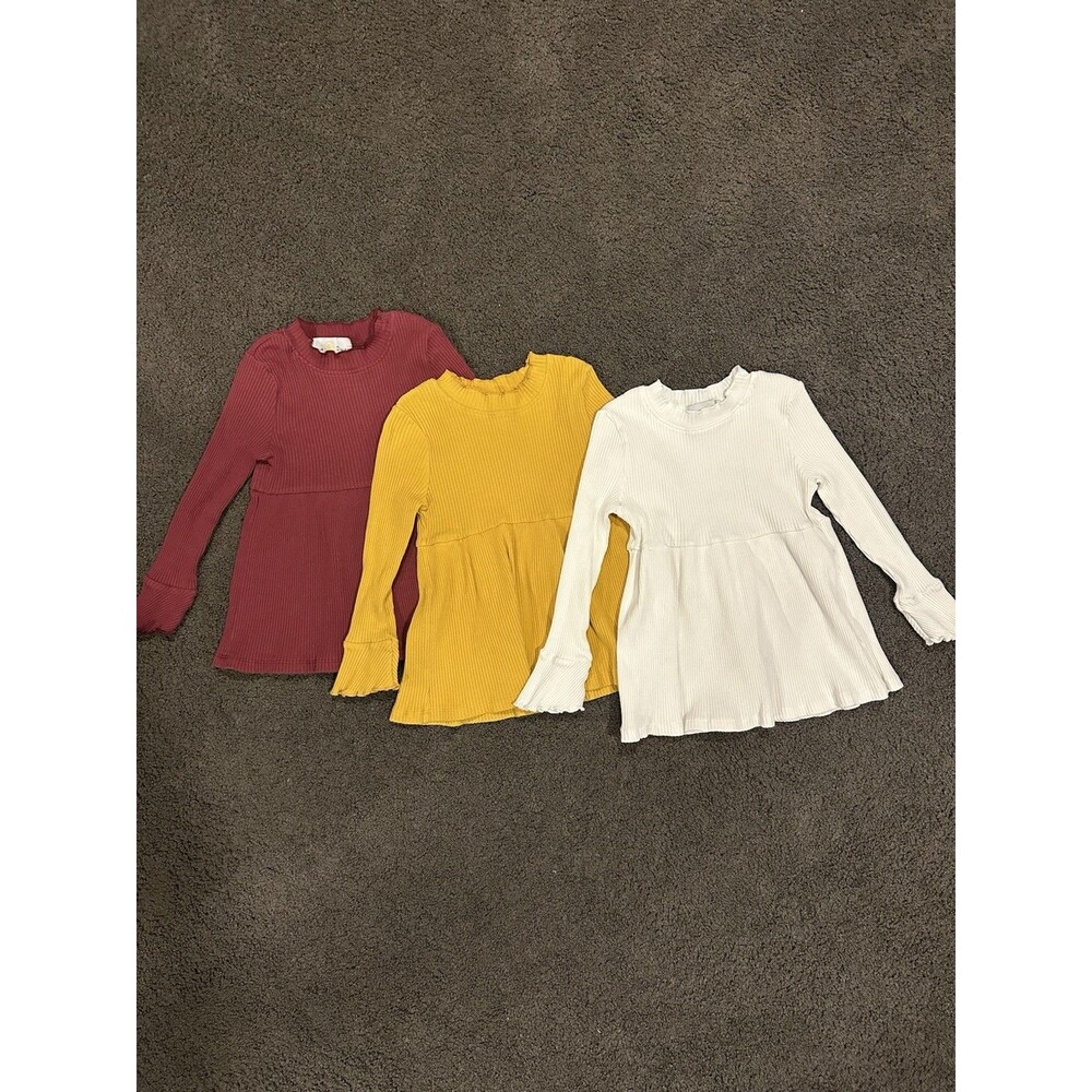 Lot of 3 Oopsie Daisy Girls Rubbed Ruffle Mock Neck Tunic Tops Size 5/6 + 7/8